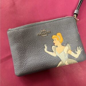 Coach x Disney Cinderella Gray Leather Wristlet C3361 Limited Edition